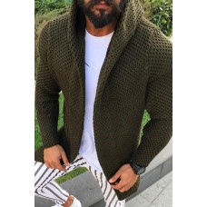 Men's Long-sleeved Cardigan Hooded Knit Sweater