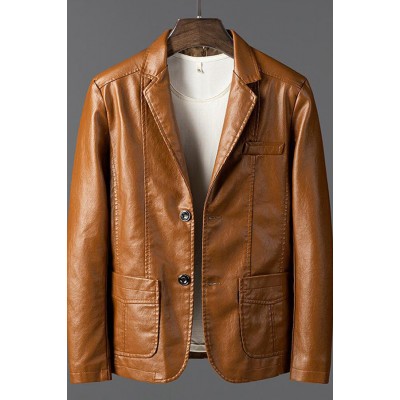 Men Sports Kahki Leather Jacket