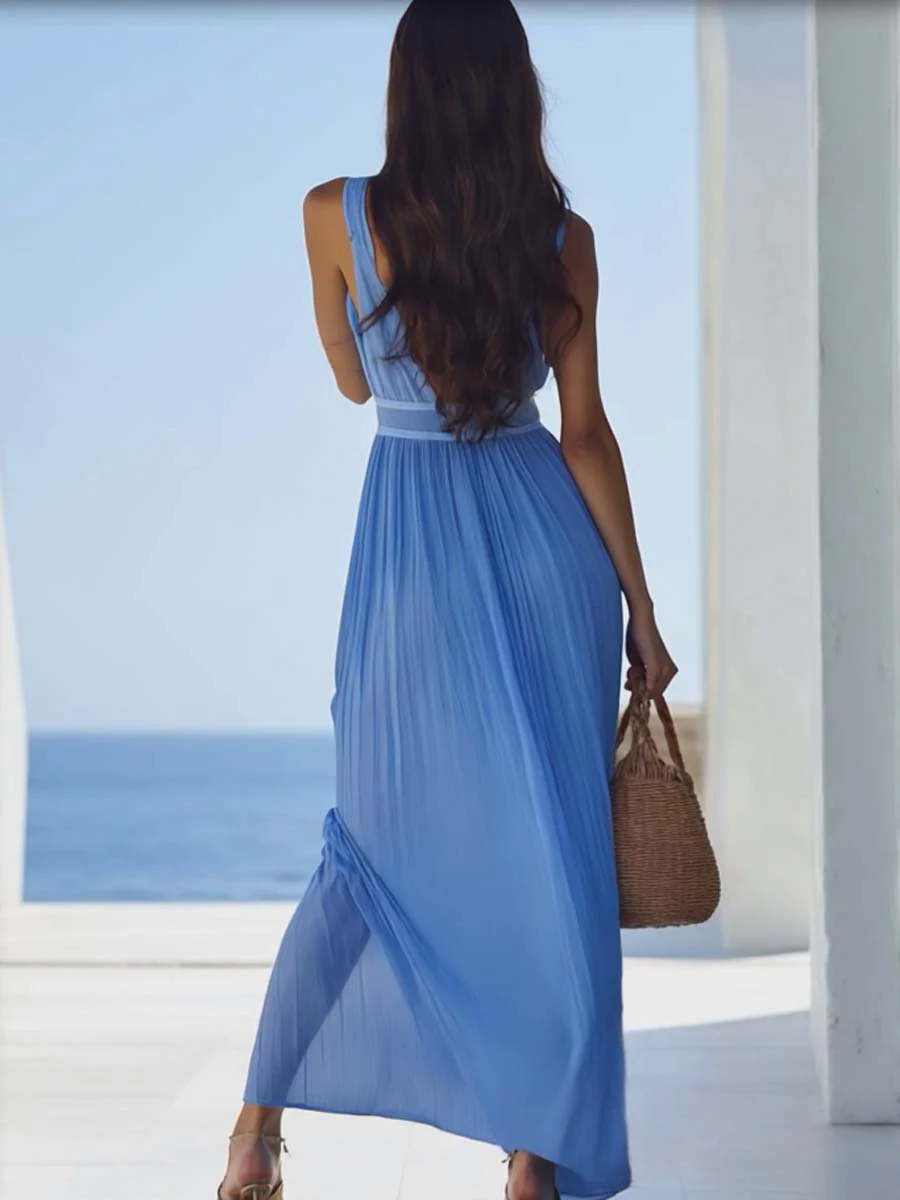 Bright And Beautiful High-grade Chiffon Light Blue Maxi Dress