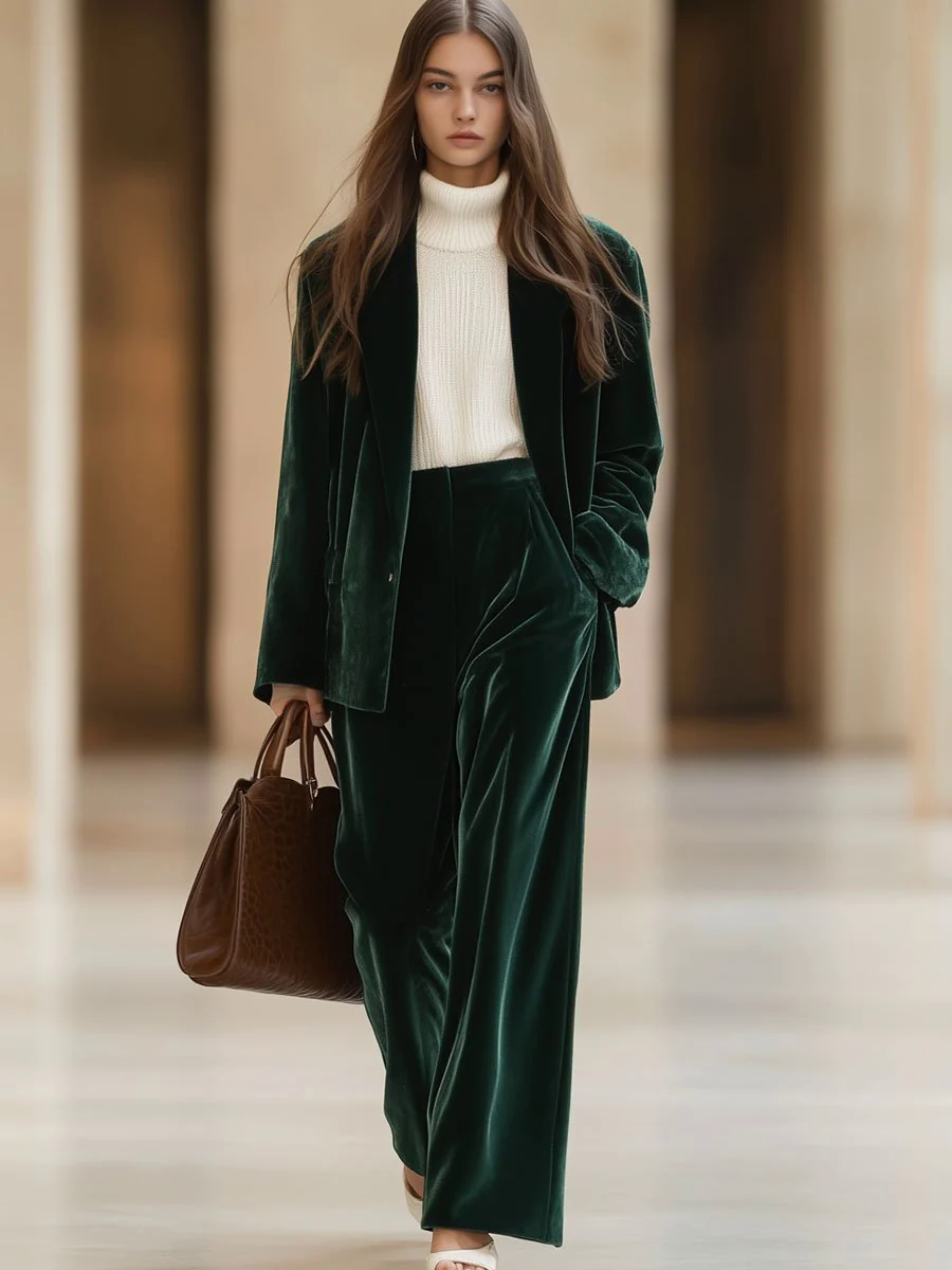 Casual Loose Vintage Pocket Velvet Suit Pants