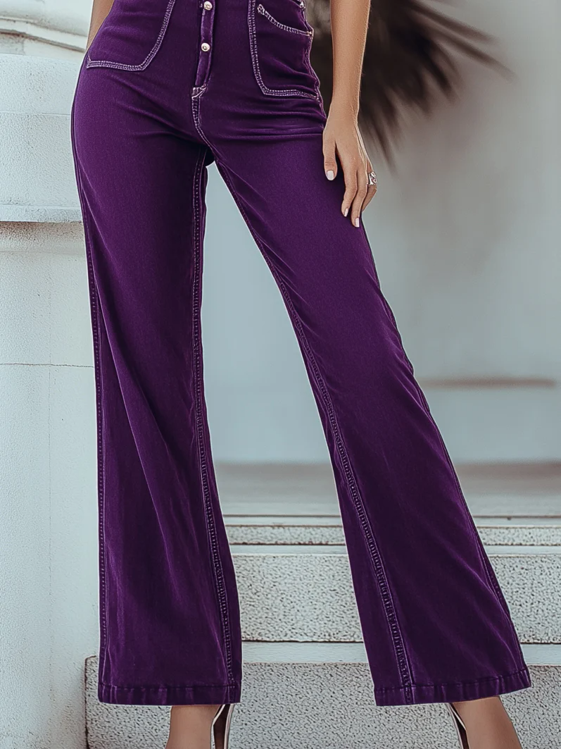 Mysterious Vintage Purple Denim Sleeveless Wide Leg Jumpsuit